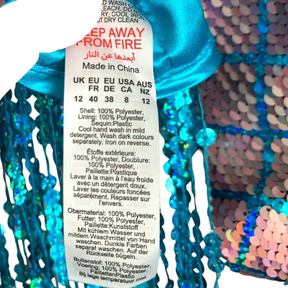 NWT Nasty Gal Premium Mermaid Embellished Sequin Cheeky Fringe Shorts Sz US 8 - Picture 8 of 8